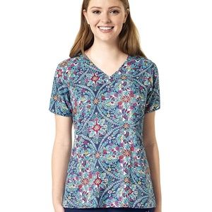 Vera Bradley Halo V6417 Audrey Kaleidoscope Navy Print V-Neck Medical Scrub Top
